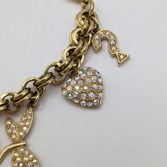 GUESS Pave Rhinestone Charm Bracelet Watch Gold Tone - Needs Battery - Working - Picture 3 of 8